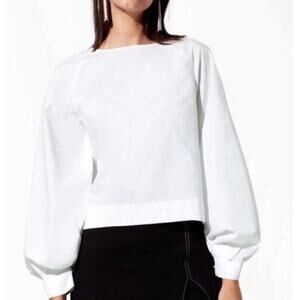 Aritzia Top Women's XS Babaton Black Niki Blouse Long Balloon Sleeves Cropped